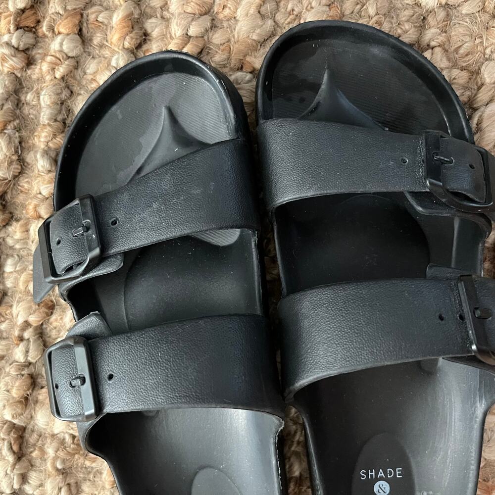 Shade & Shore Neida EVA Two Band Footbed Slide Sandals Bundle Black White 7 - Picture 6 of 15